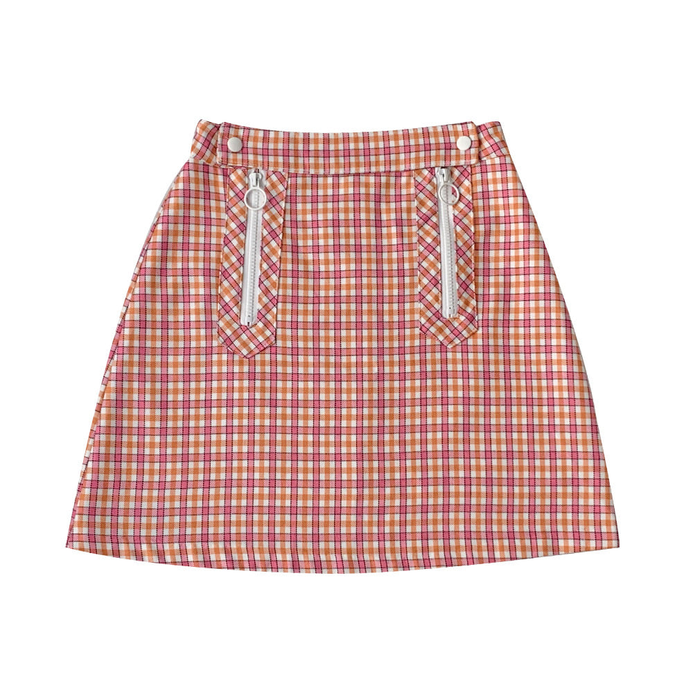 O-ring zipper check mini skirts