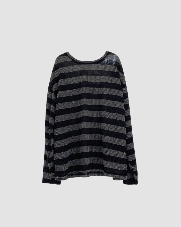 striped loose fit knitted T-shirt